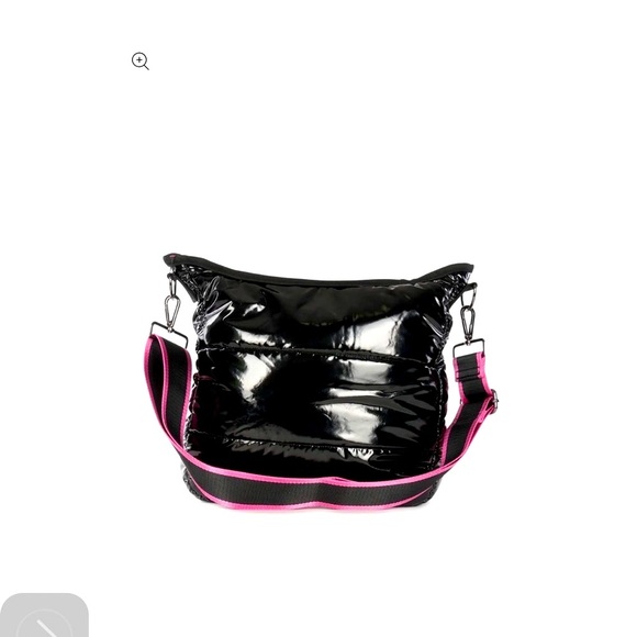 NWT Perri Noir Haute Shore Puffer Crossbody Purse with Black/Pink Handle - Picture 3 of 14